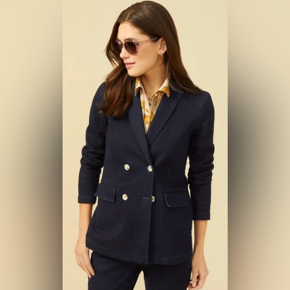 J. McLaughlin Ressie Denim Blazer, Size 4, Dark Denim, New Without Tags